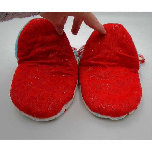 The Pioneer Woman Sweet Rose Mini Oven Mitt Pair Red Check Gingham Blue Floral - Picture 6 of 10
